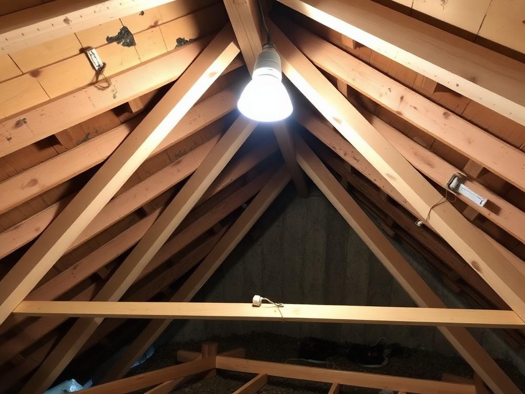 Clean bare attic sheathing after soda blasting and encapsulation